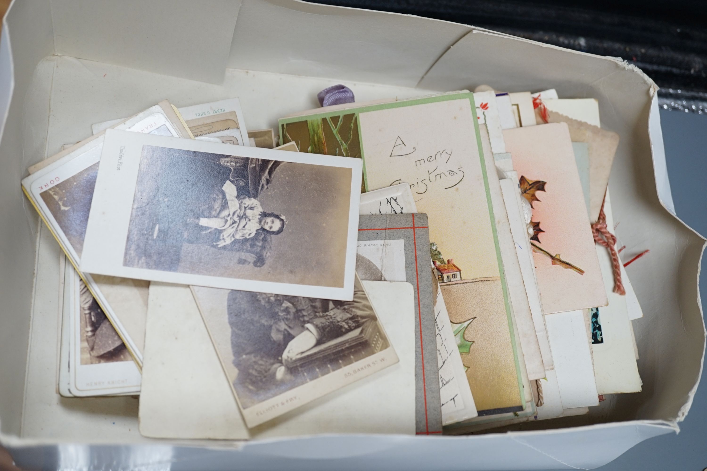 Victorian and later greetings cards, stamps etc